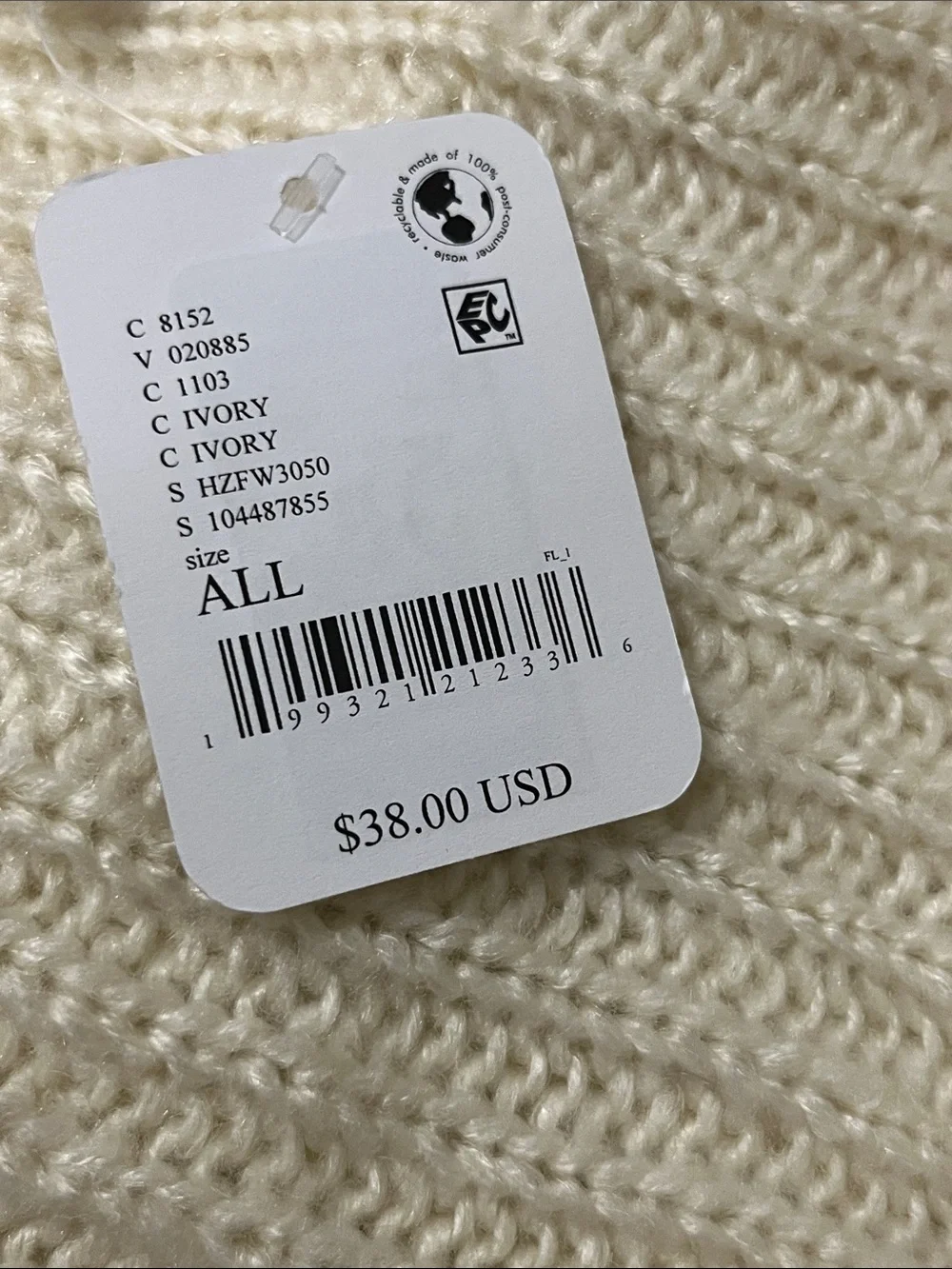 1493. FREE PEOPLE Cozy Pointelle Balaclava in Ivory One size NWT $38